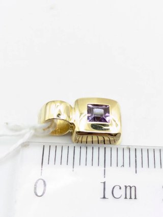 Colgante Oro 18k Amatista Cuadrada