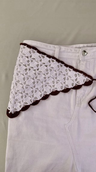 Bandana uncinetto cotone bianco e marrone