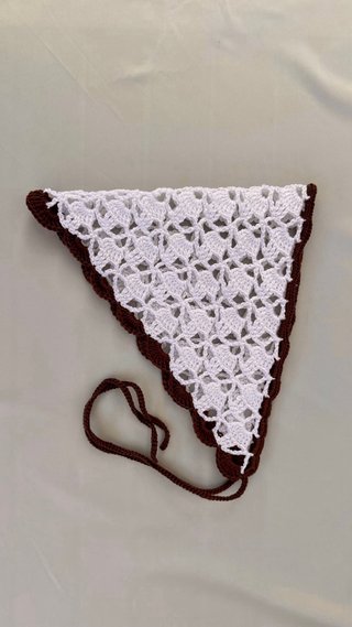 Bandana uncinetto cotone bianco e marrone