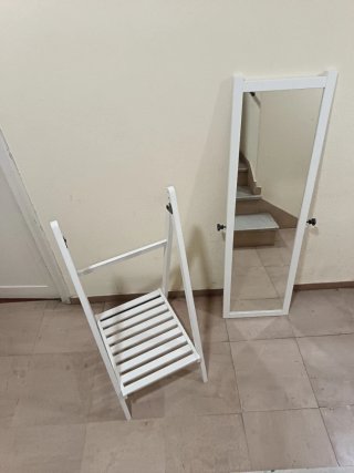 Specchio da terra in legno bianco