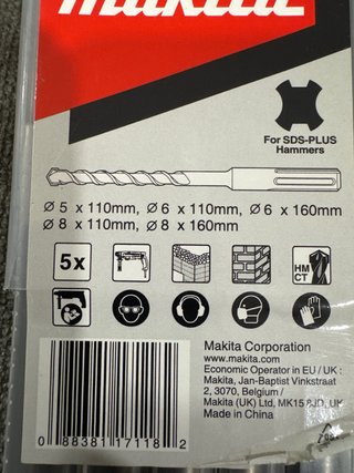 Juego 5 Brocas Makita SDS-PLUS