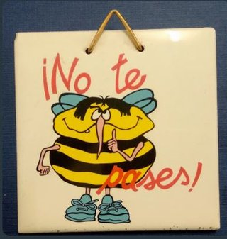 Azulejo Vintage ¡No te pases! Abeja