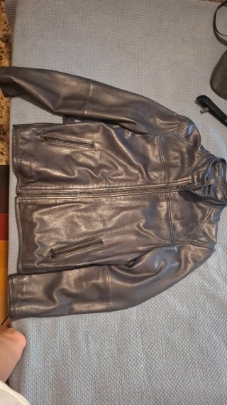 Chaqueta Piel Massimo Dutti Azul Marino