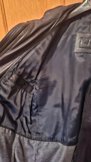 Chaqueta Piel Massimo Dutti Azul Marino