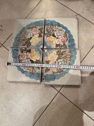 4 Azulejos Antiguos Florales