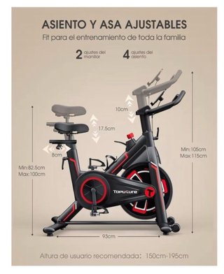 Bicicleta Estática Toputure Negra/Roja
