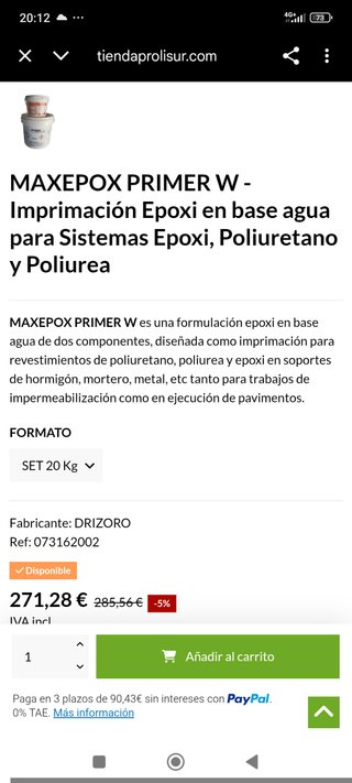 Imprimación para paredes suelos hormigón 20 k