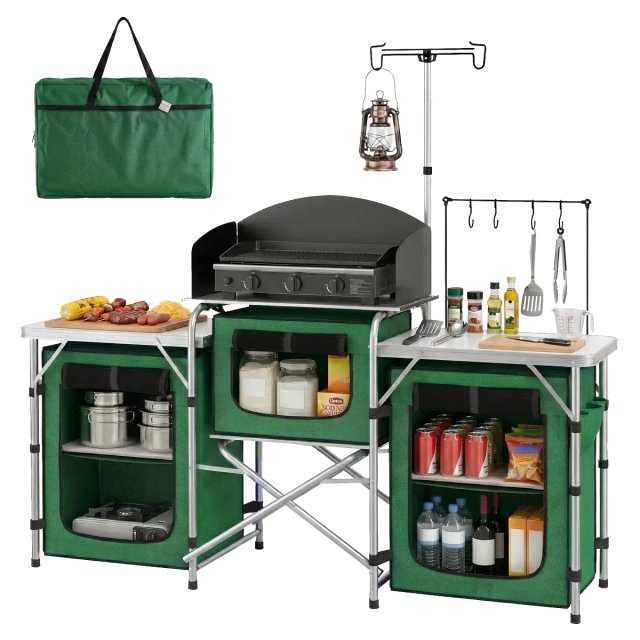 Mueble Cocina Camping Plegable 3 Mesas