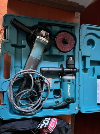 Radial y taladro Makita en maletín