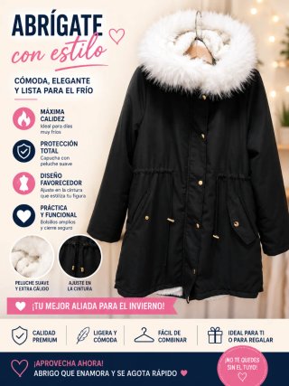 Abrigo negro con capucha de pelo