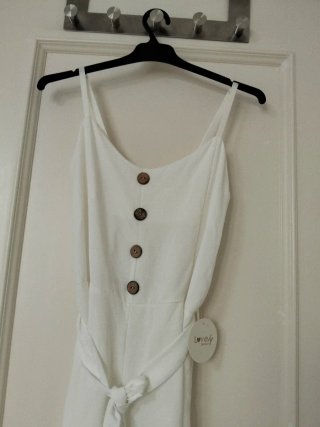 Mono blanco verano pierna ancha        T. S/M.