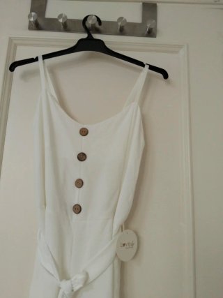 Mono blanco verano pierna ancha        T. S/M.