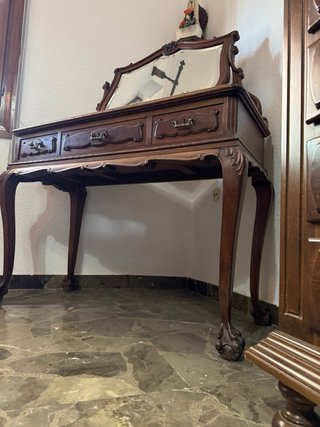 Mueble tocador antiguo madera y espejo