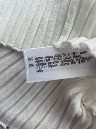 Top canalé elástico cuello perkins blanco Talla M