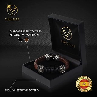 Pulsera Yordache Cuero Hombre Negra Marrón