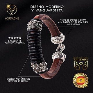 Pulsera Yordache Cuero Hombre Negra Marrón