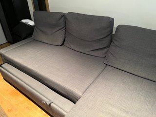 Sofá Cama 3 Plazas Chaiselongue Gris oscuro.