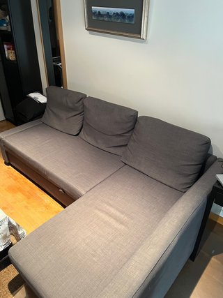 Sofá Cama 3 Plazas Chaiselongue Gris oscuro.