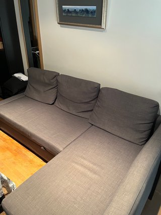 Sofá Cama 3 Plazas Chaiselongue Gris oscuro.