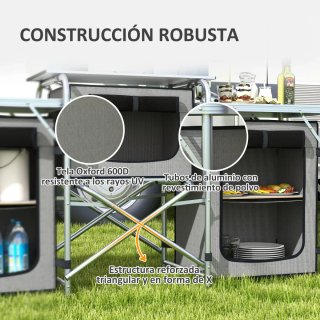 Mueble Cocina Camping Plegable 3 Mesas