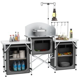 Mueble Cocina Camping Plegable 3 Mesas