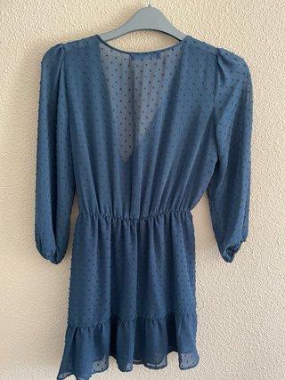 Vestido Zara manga larga azul mini