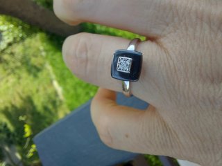 Anello Argento 925 Ceramica Nera