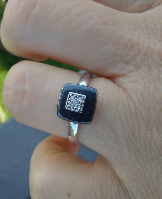Anello Argento 925 Ceramica Nera