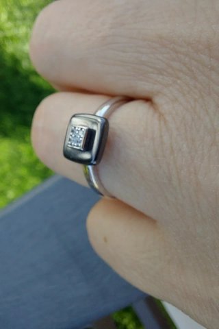 Anello Argento 925 Ceramica Nera