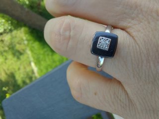 Anello Argento 925 Ceramica Nera