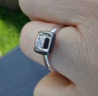 Anello Argento 925 Ceramica Nera