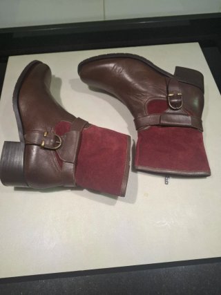 Botines Piel Lookxart Marrón y Rojo Talla 38