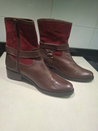 Botines Piel Lookxart Marrón y Rojo Talla 38
