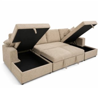 Sofá Cama Chaise Longue Beige