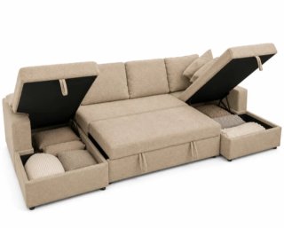 Sofá Cama Chaise Longue Beige