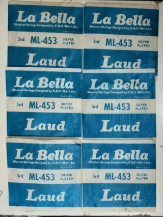 6 PAQUETES VINTAGE CUERDAS LA BELLA ML 453: LAUD