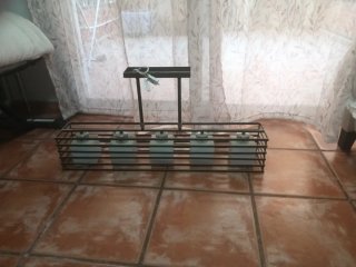Lámpara de comedor de metal y cristal