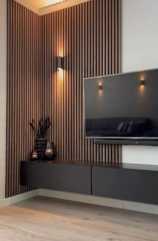 4 Paneles Listones Madera Pared 60x30