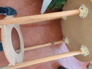 Mesa camilla redonda madera y cristal