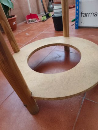 Mesa camilla redonda madera y cristal