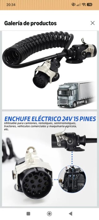 Carrete Cable 15 Pines 24V Remolque