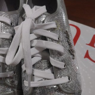 Scarpe donna sneakers argento paillettes
