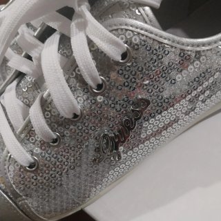 Scarpe donna sneakers argento paillettes