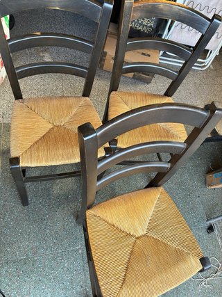 3 Sillas Rústicas Madera y Enea