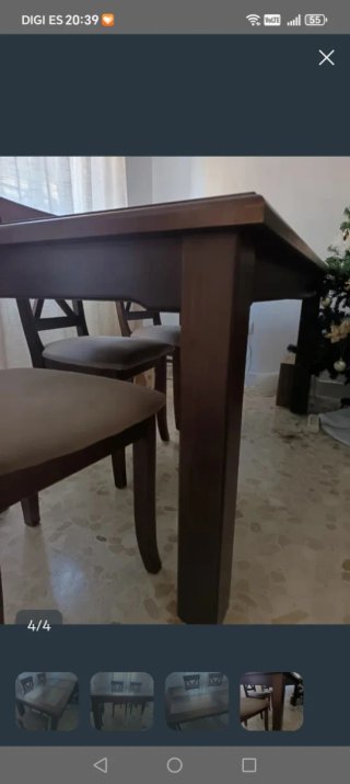 Mesa de comedor de madera y cristal