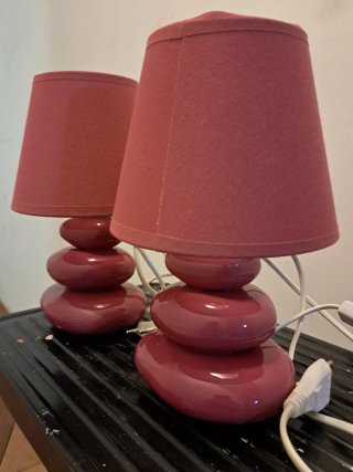 2 Lámparas Mesa Rojo Tejido