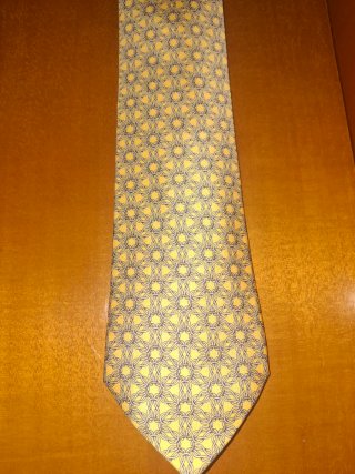 Corbata Hermes Seda Amarilla Diseño Geométrico