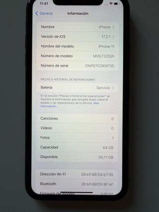 iPhone 11 64GB Batería 71% Face ID OK