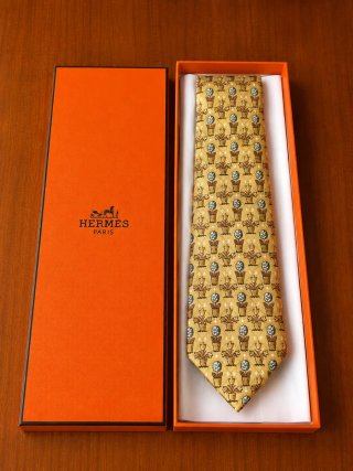Corbata Hermes Amarilla Flores