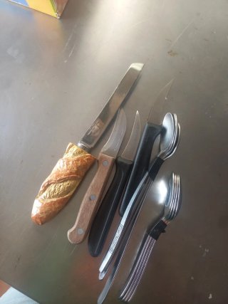 Set di Utensili da Cucina Vintage in Acciaio Inox